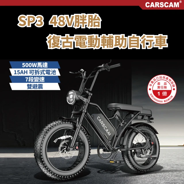 CARSCAM SP3 48V胖胎復古電動輔助自行車