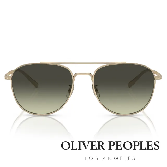 【Oliver Peoples】Rivetti 飛官框太陽眼鏡 玻璃鏡片 日本製金屬框(金 深綠鏡片#OV1335ST 5035BH-55mm)