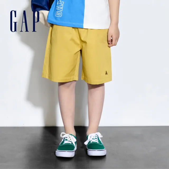 【GAP】兒童裝 Logo/小熊刺繡鬆緊短褲-多款任選(466648&466758)