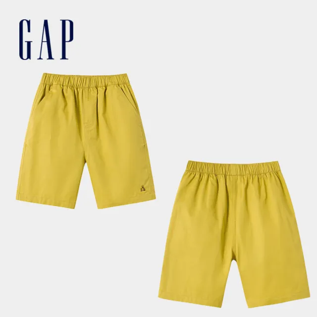 【GAP】兒童裝 Logo/小熊刺繡鬆緊短褲-多款任選(466648&466758)