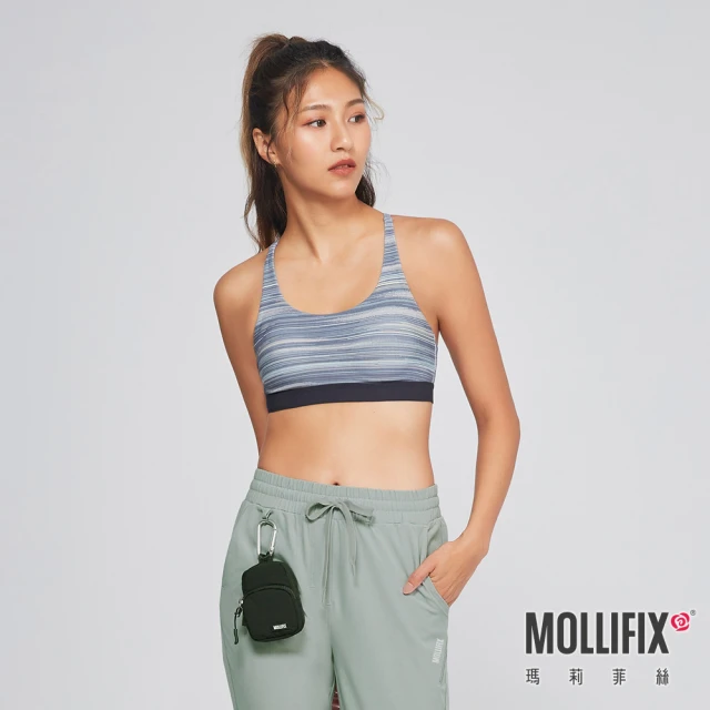 Mollifix 瑪莉菲絲 俐落V背中強度運動內衣、瑜珈服、無鋼圈、開運內衣(雪霧灰)