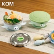 【KOM】海洋系列｜316不鏽鋼兒童矽膠學習隔熱碗-2入組(另贈飛魚湯匙*2+叉子*2+小鯨魚抽繩提袋*1)