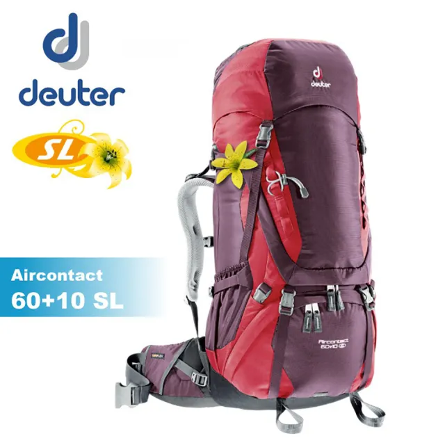 【deuter】女款 Aircontact 60+10 SL 拔熱式透氣背包《紫/紅》3320416/雙肩後背包/登山(悠遊山水+)