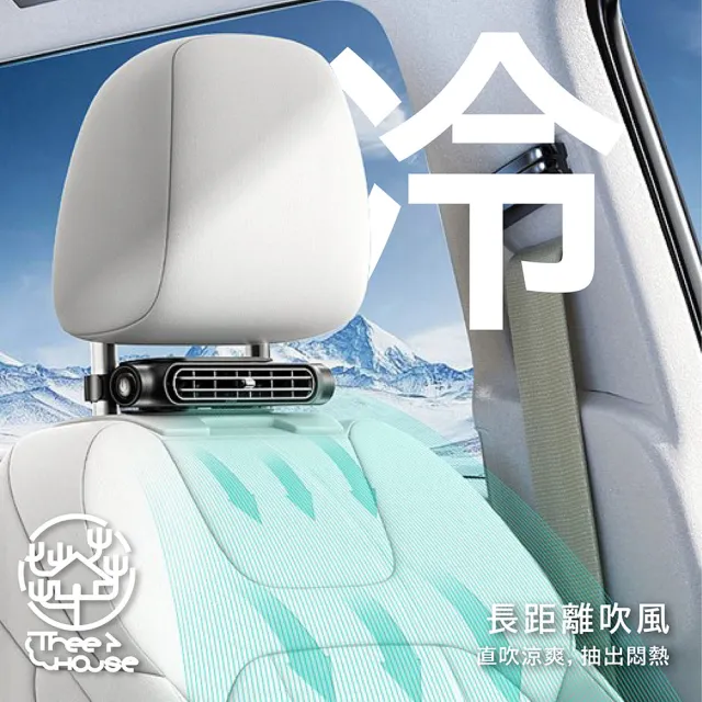 【Fili】USB汽車座椅三檔降溫超涼風扇(無須電池 可調角度 魔鬼氈固定)