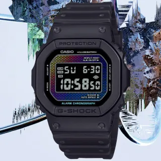 【CASIO 卡西歐】G-SHOCK 彩虹磚牆 方形電子腕錶 母親節 禮物 推薦(DW-5600RW-1)