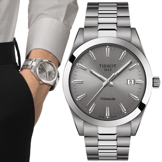 【TISSOT 天梭】低敏輕巧 鈦金屬 紳士腕錶 錶 手錶 送禮 (T1274104408100)