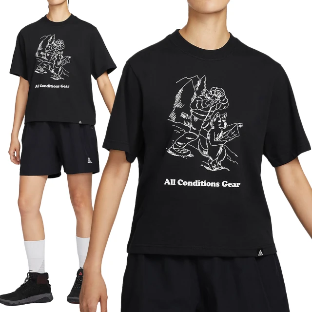 NIKE 耐吉 ACG DF SS Tee GFX 女款 黑色 印花 輕微 落肩 上衣 塗鴉 圓領 短袖 FV7326-010