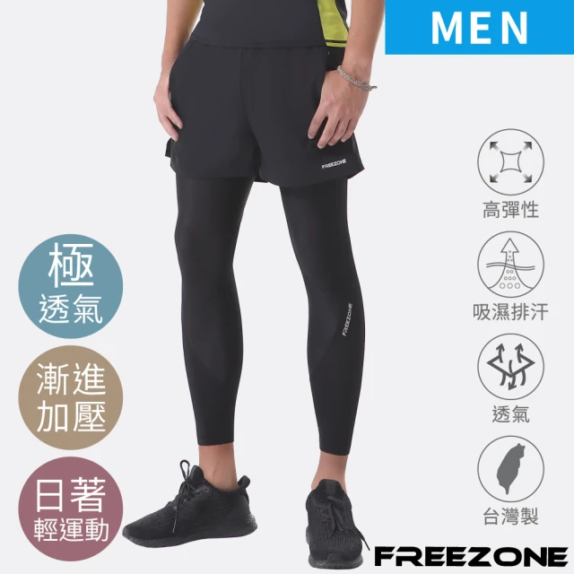 FREEZONE 現貨 機能運動壓力壓縮長褲 男款-極透氣網布C1型(輕度支撐/瑜珈/慢跑快走/健身重訓)