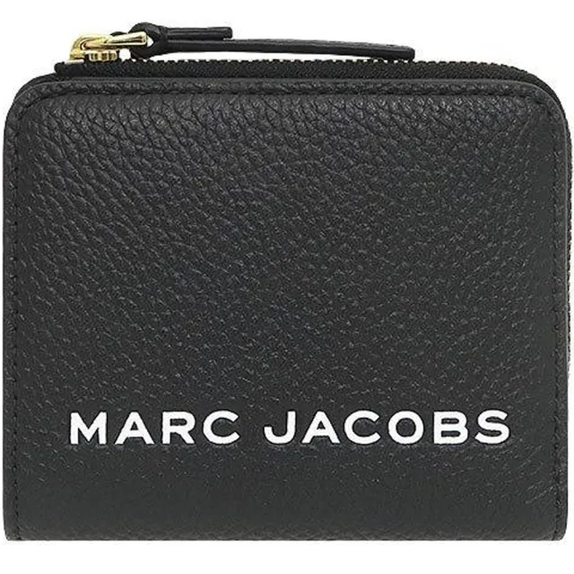 【MARC JACOBS 馬克賈伯】THE BOLD黑X白MJ LOGO方塊皮革零錢袋短夾