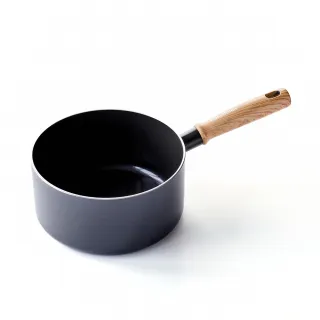 【GreenPan】GreenChef 鑽石陶瓷塗層不沾牛奶鍋 東京木紋 18cm 鋯石黑(不含蓋/不挑爐具/不沾鍋/陶瓷)