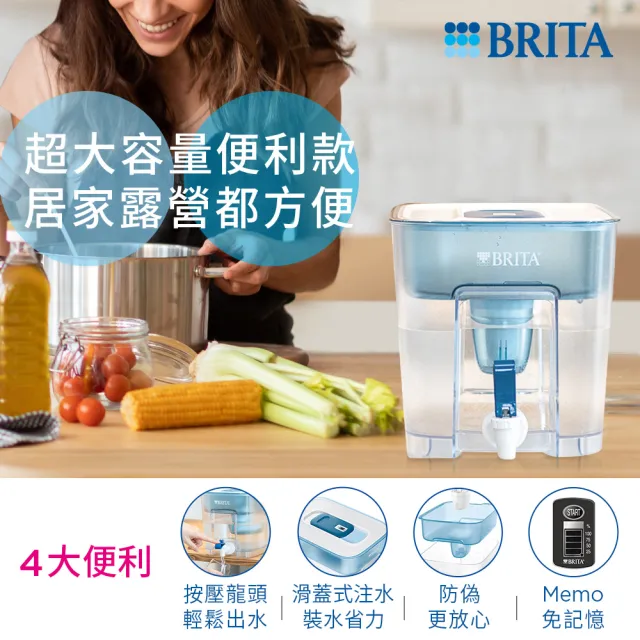 【BRITA】官方直營 Flow 濾水箱 藍色+MXPRO去水垢3入濾芯(共1壺4芯)