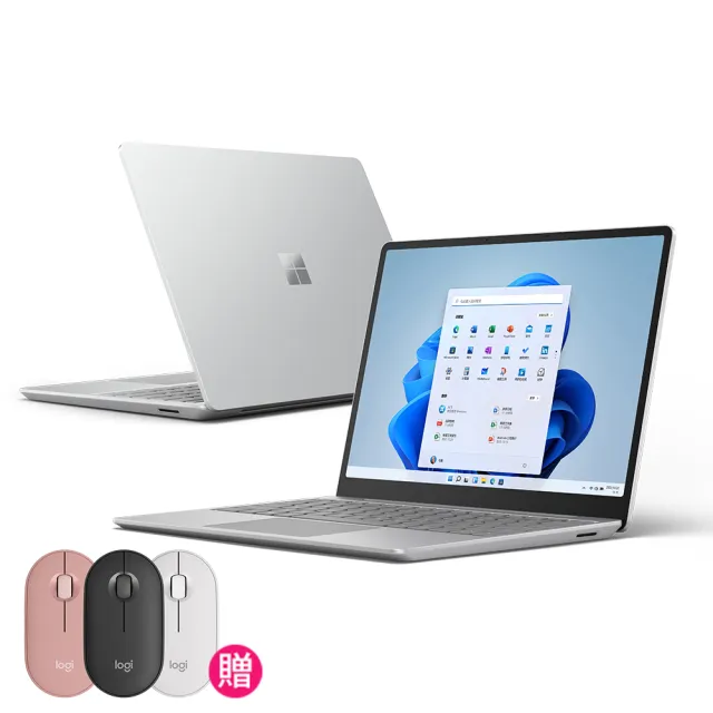 【Microsoft 微軟】無線滑鼠★12.4吋i5輕薄觸控筆電-白金(Surface Laptop Go2/i5-1135G7/8G/256G/W11)