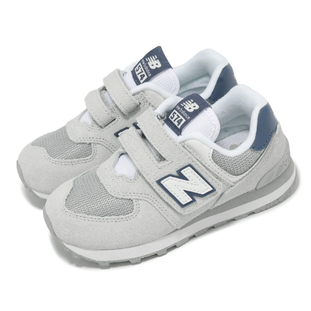 NEW BALANCE 童鞋 574 寬楦 典雅灰 海軍藍 中童 小朋友 休閒鞋 魔鬼氈 NB(PV574ESB-W)