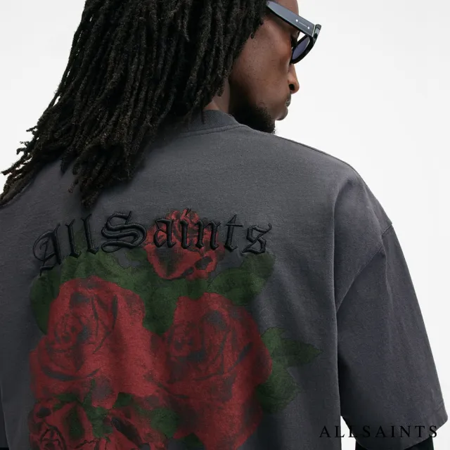 【ALLSAINTS】MELROSE 純棉寬鬆玫瑰LOGO短袖T恤 M007PB(寬鬆版型)