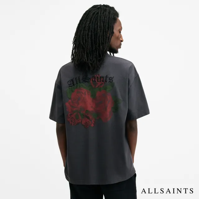 【ALLSAINTS】MELROSE 純棉寬鬆玫瑰LOGO短袖T恤 M007PB(寬鬆版型)