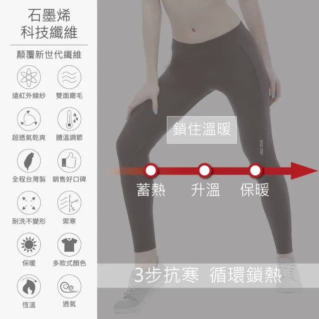 【FREEZONE】現貨 石墨烯磨毛保暖 緊身壓力長褲 女款-100型(基礎支撐機能壓縮/慢跑登山運動/遠紅外線保溫)