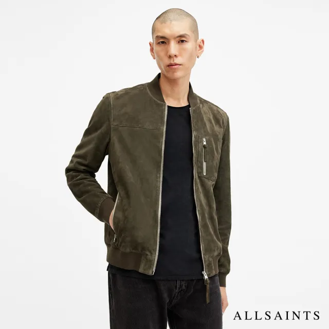 【ALLSAINTS】KAIRO 麂皮飛行員皮衣外套-綠 M076LB(常規版型)