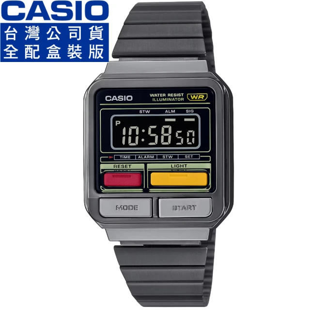 CASIO 卡西歐 卡西歐懷舊復古電子鋼帶錶-IP黑(A120WEGG-1B 公司貨全配盒裝)