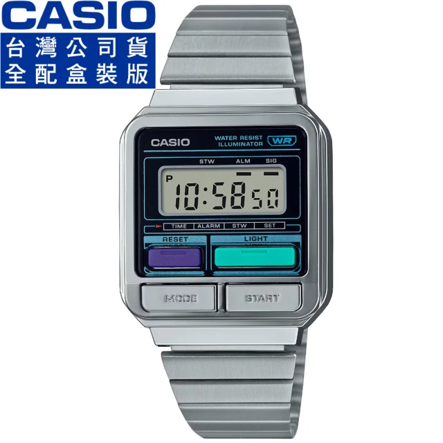 CASIO 卡西歐 卡西歐懷舊復古電子鋼帶錶-黑(A120WE-1A 公司貨全配盒裝)