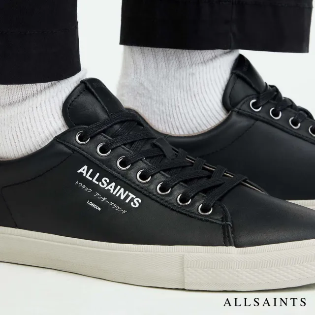 【ALLSAINTS】UNDERGROUND 低筒牛皮LOGO休閒鞋-黑 MF705X(男款)