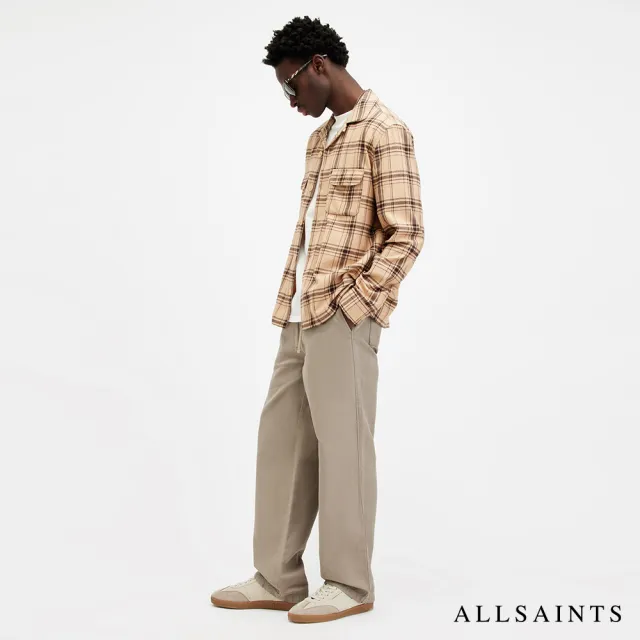 【ALLSAINTS】HANBURY 輕薄亞麻休閒長褲-卡其 MF080Y(常規版型)