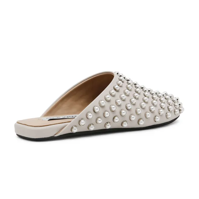 【steve madden】GLIMMER 率性珍珠穆勒拖鞋(米色)