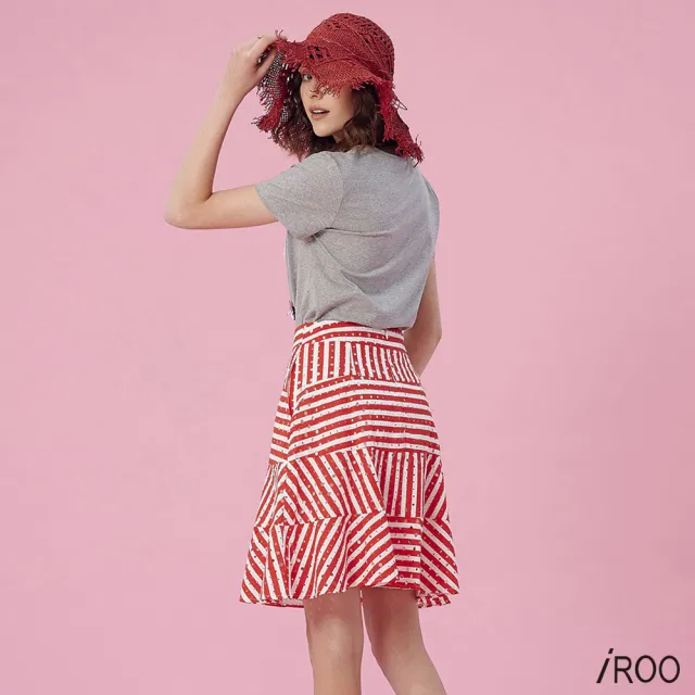 【iROO】條紋魚尾及膝裙