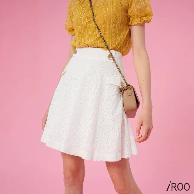 【iROO】白色蕾絲裙