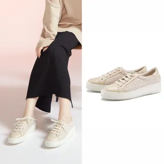 【MAGY】氣質毛呢綁帶厚底休閒鞋(粉色)