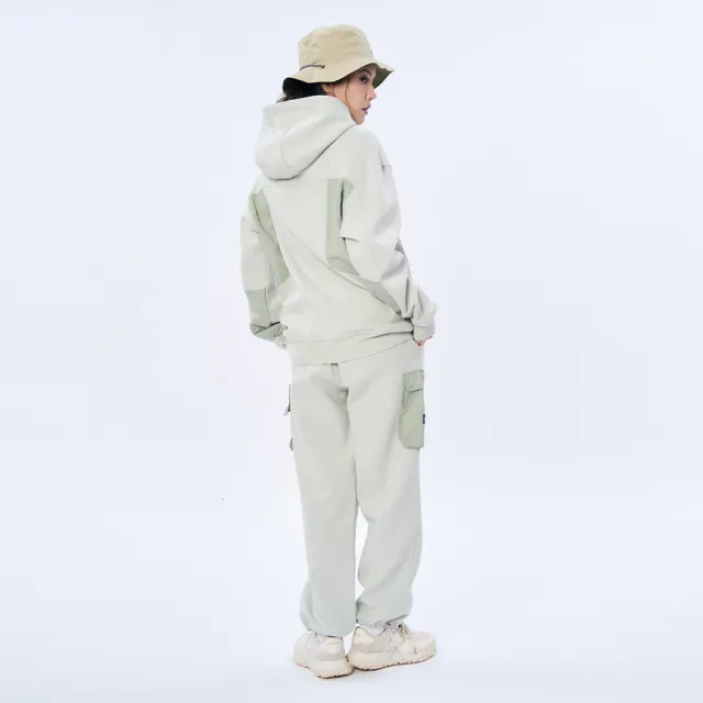 【5th STREET】男裝異材質貼袋長袖帽T-淺綠(山形系列)