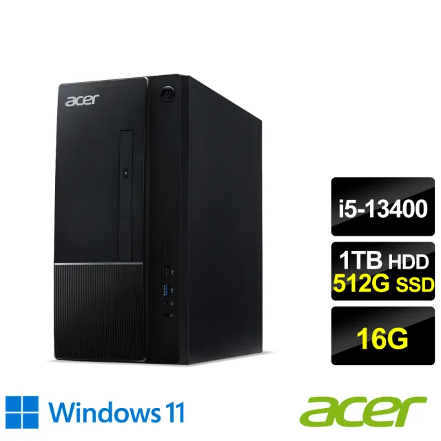 【Acer 宏碁】27型電競螢幕組★i5十核電腦(Aspire TC-1770/i5-13400/16G/1TB+512G SSD/W11)