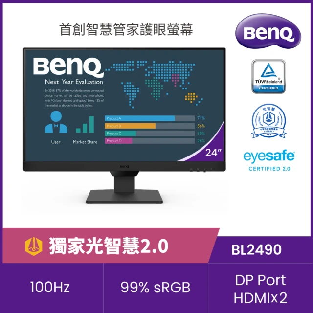 BenQ BL2490 24吋 光智慧護眼螢幕(24吋/IPS/HDMI/DP)