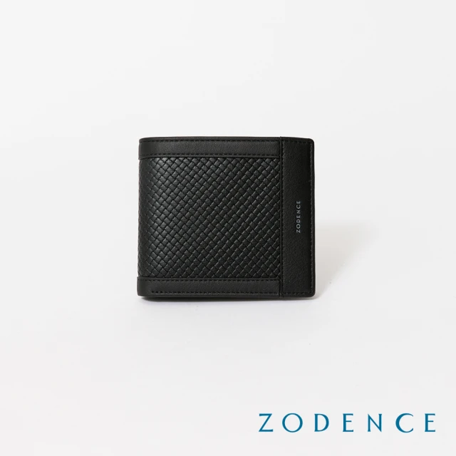 ZODENCE 佐登司 BLUENOTE進口牛皮4卡零錢袋短夾(黑)