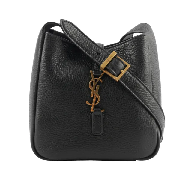 【YSL】LE 5 A 7 Hobo 鹿皮附卡片套肩背包_BABY(黑色)