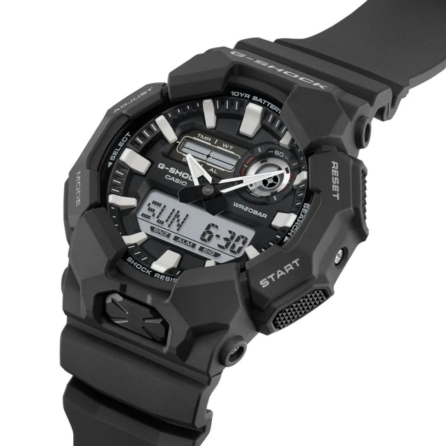 CASIO 卡西歐 G-SHOCK 十年電力 雙顯系列/52mm/黑(GA-010-1A)