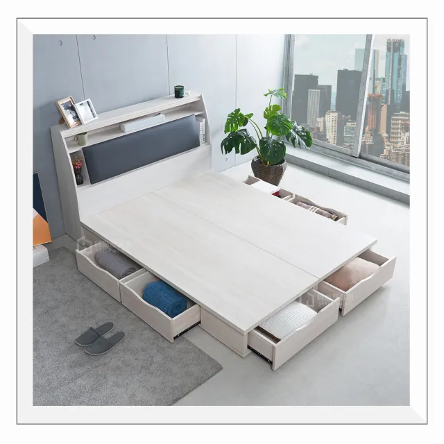 【時尚屋】[ZZ24]漢森床箱型5尺六抽雙人床ZZ24-882+982(免運費/免組裝/臥室系列)