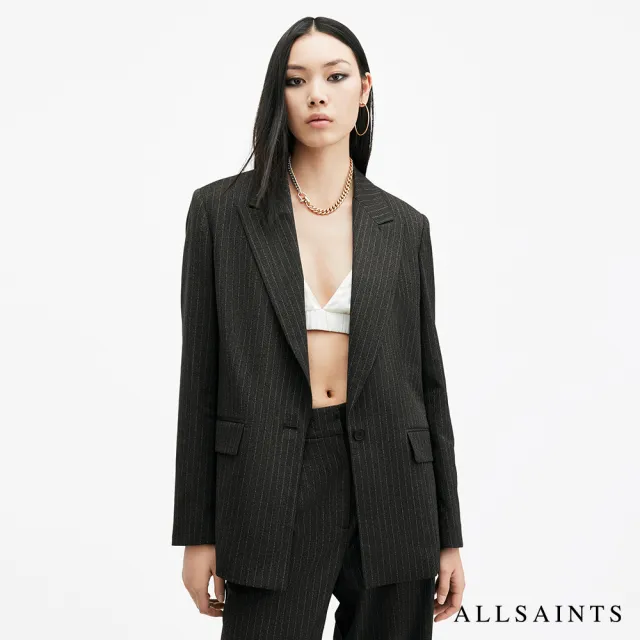 【ALLSAINTS】AVERIE 俐落條紋西裝寬褲 W008QB(舒適版型)