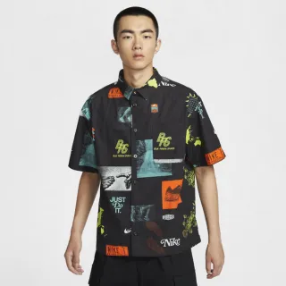 【NIKE 耐吉】短袖 上衣 襯衫 復古 男 AS M NK DF SS SHIRT AOP GCEL 黑色(HM4453010)