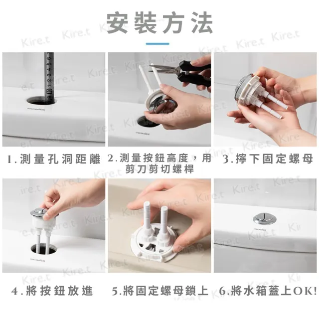 【Kiret】通用型馬桶水箱按鈕 馬桶蓋按鍵 馬桶沖水器按壓配件 橢圓形雙按/圓形單按 任選