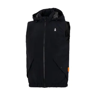 【Munsingwear】企鵝牌 男款黑色防潑水彈性可拆卸帽外套背心MGUE6E51