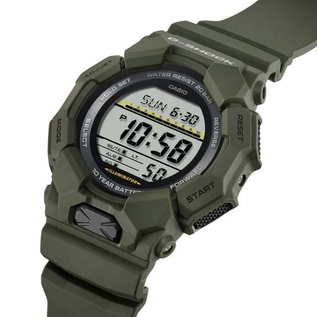 CASIO 卡西歐 G-SHOCK 十年電力 數位系列/52mm/軍綠(GD-010-3)