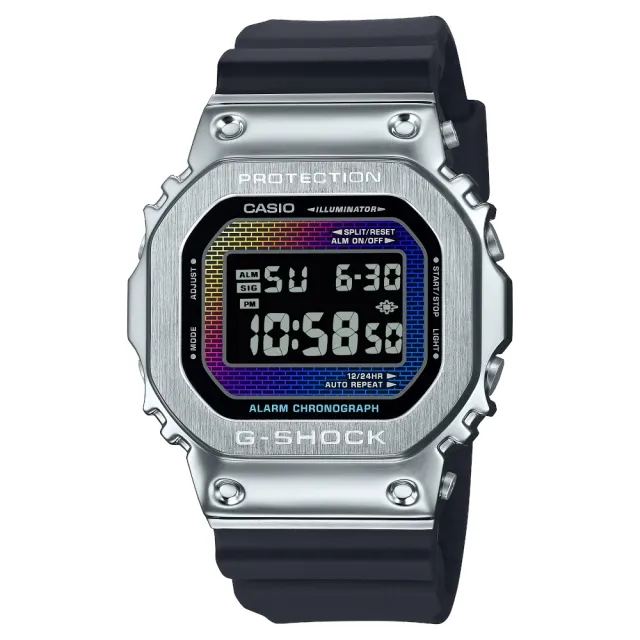 【CASIO 卡西歐】G-SHOCK磚牆彩虹系列(GM-5600RW-1)