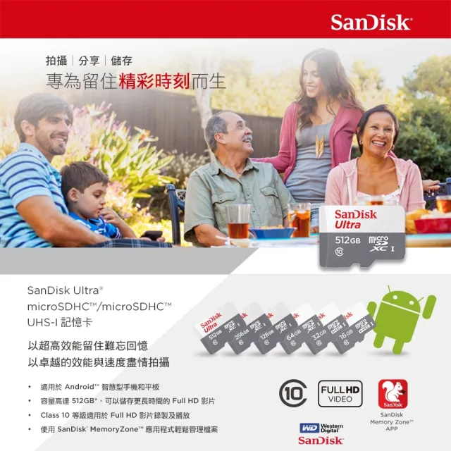 【SanDisk 晟碟】全新版 256GB Ultra MicroSD C10 UHS-I 記憶卡(最高讀取 100MB/s 原廠7年保固)