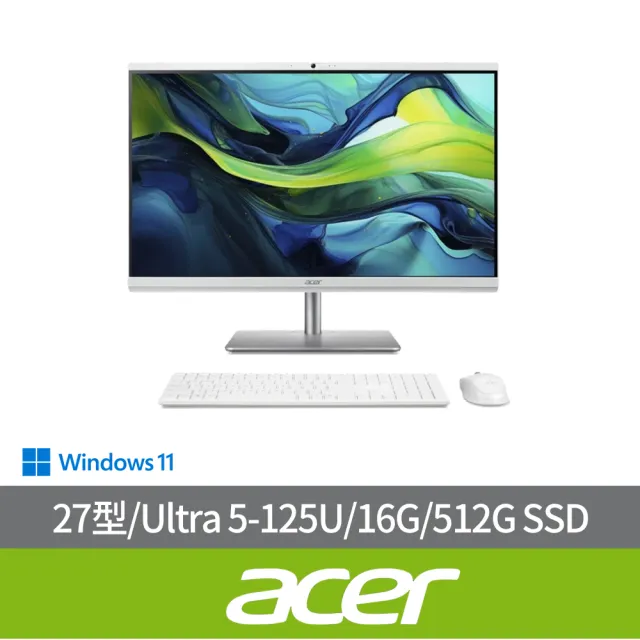 【Acer 宏碁】27型Ultra 5 AIO液晶電腦(Aspire C27-195ES/Ultra 5-125U/16G/512G SSD/W11)