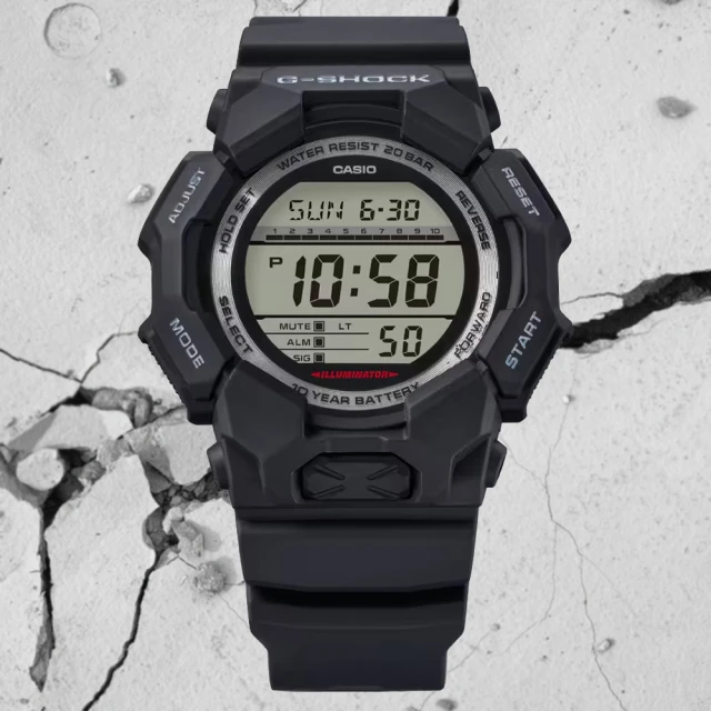 CASIO 卡西歐 G-SHOCK 大錶殼 多重時間 實用功能電子錶-黑(GD-010-1 防水200米)