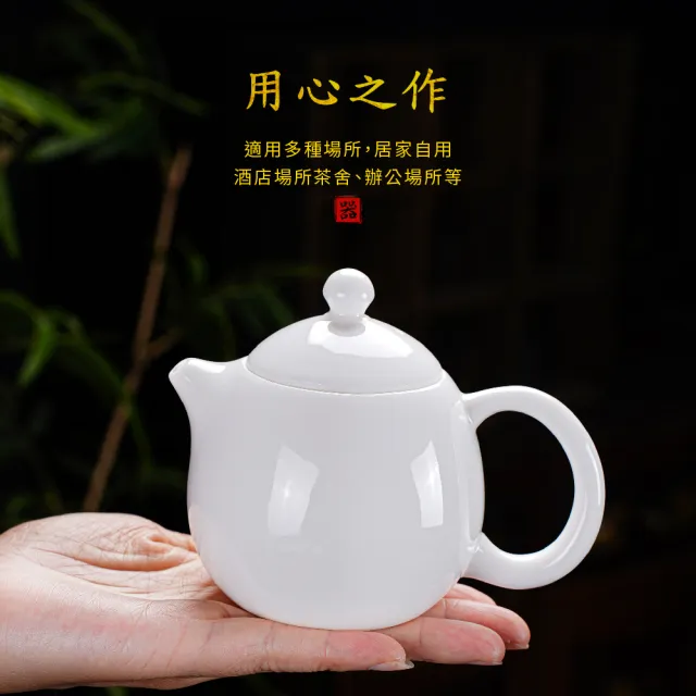 【美味好伙伴】羊脂玉瓷龍蛋壺220ml(高白瓷 茶具 茶壺 泡茶壺 茶杯)