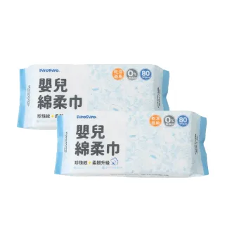 【Piyo Piyo 黃色小鴨】珍珠紋柔韌升級嬰兒綿柔巾(80抽x2包 乾濕兩用巾)