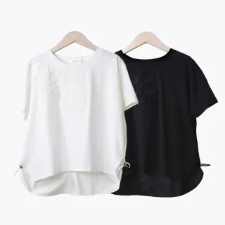 【betty’s 貝蒂思】立體壓花後腰抽繩短袖T-shirt(共二色)