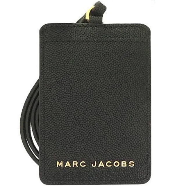 【MARC JACOBS 馬克賈伯】黑色魚子醬皮革掛脖式證件夾
