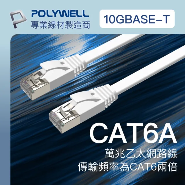 【POLYWELL】CAT6A 高速網路扁線 /0.3M